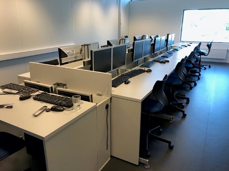 Row of student workstations